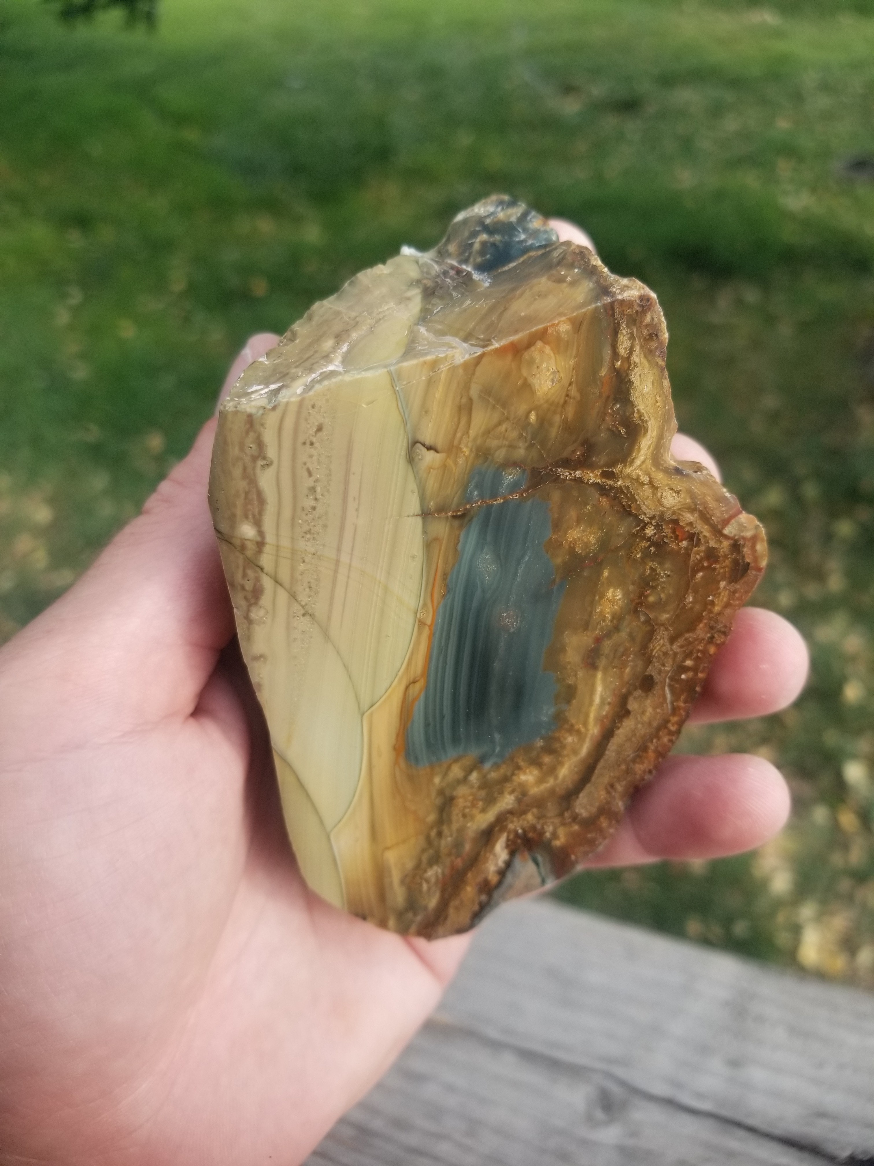 Beautiful Scenic Blue Mountain Orbed Jasper Polished End Cut Specimen Orbs Multicolor 1Lb