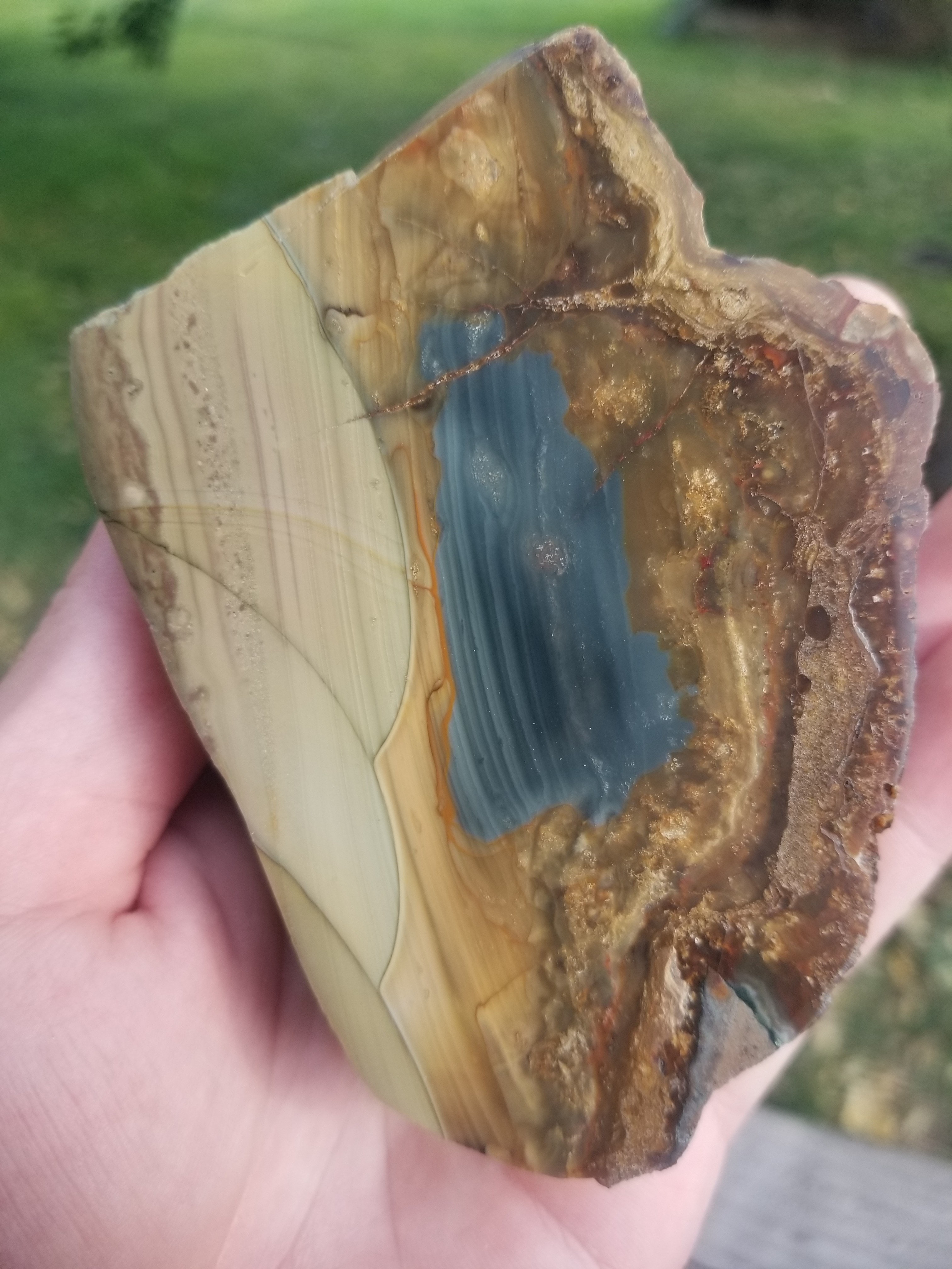 Beautiful Scenic Blue Mountain Orbed Jasper Polished End Cut Specimen Orbs Multicolor 1Lb