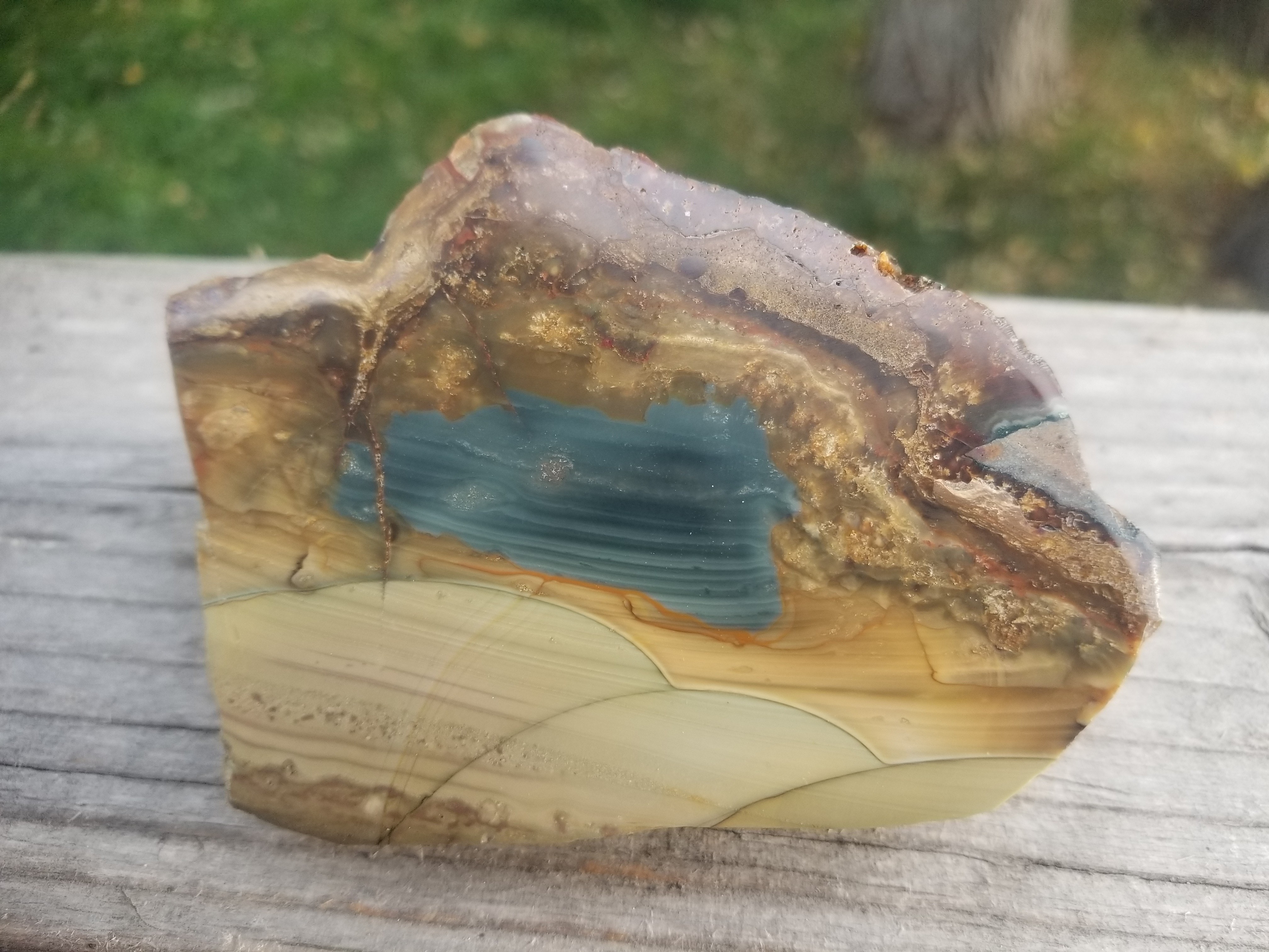 Beautiful Scenic Blue Mountain Orbed Jasper Polished End Cut Specimen Orbs Multicolor 1Lb